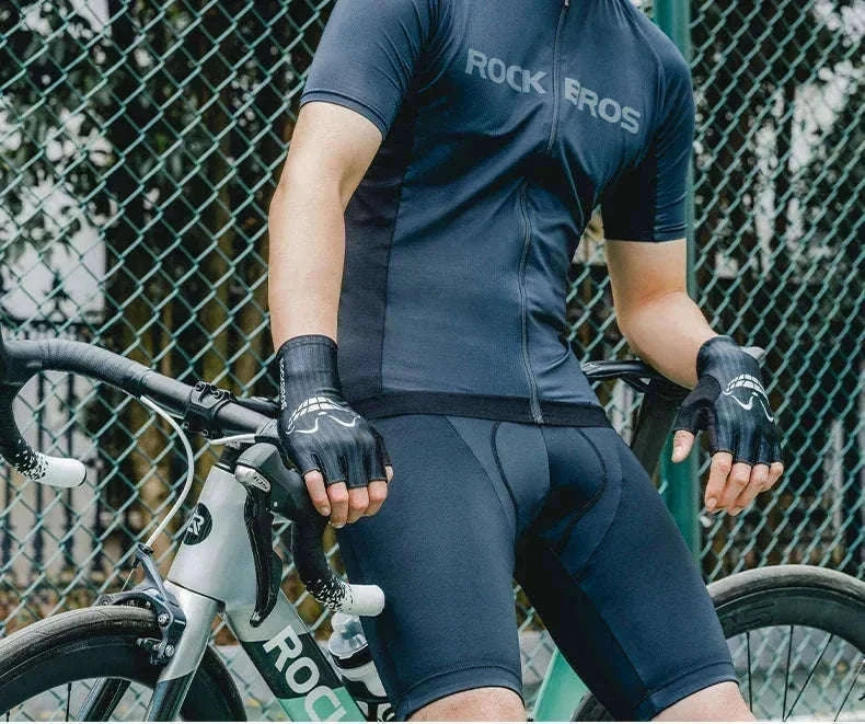 Shock-Absorbing Half Finger Cycling Gloves Breathable Grip-16220004-G / XL
