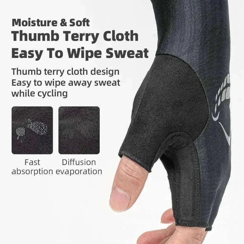 Shock-Absorbing Half Finger Cycling Gloves Breathable Grip-16220004-G / XL