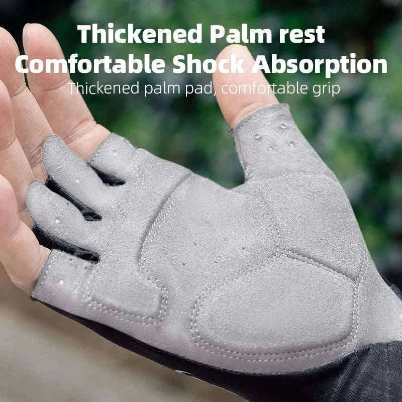 Shock-Absorbing Half Finger Cycling Gloves Breathable Grip-16220004-G / XL