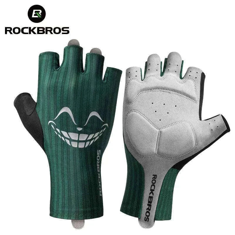 Shock-Absorbing Half Finger Cycling Gloves Breathable Grip-16220004-G / XL