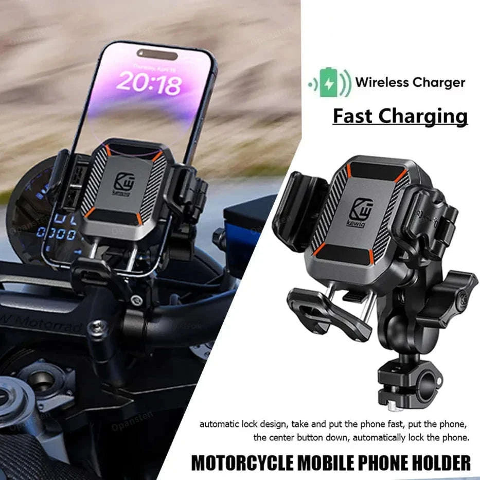 Shockproof Motorcycle Phone Holder with Fast Charging-Mirror Charger