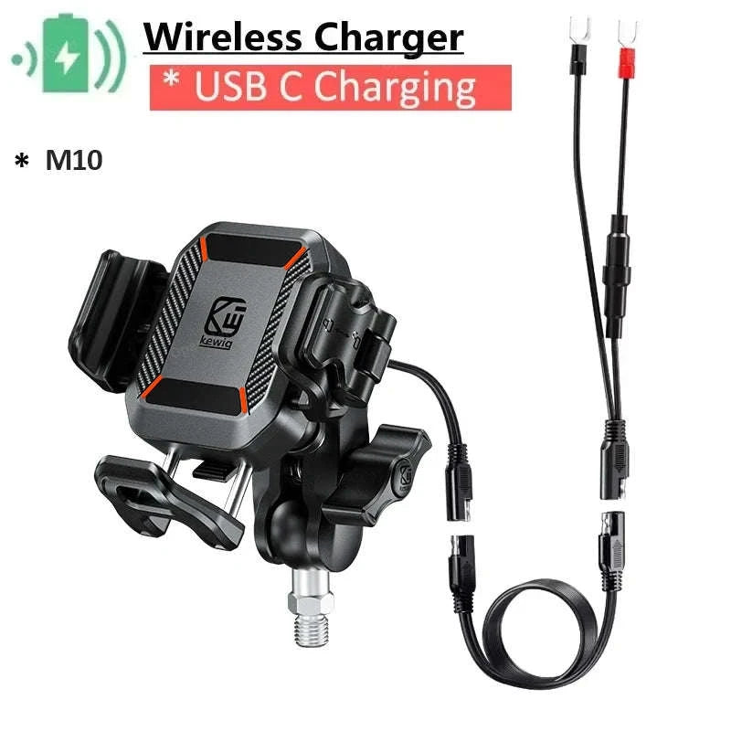 Shockproof Motorcycle Phone Holder with Fast Charging-Mirror Charger