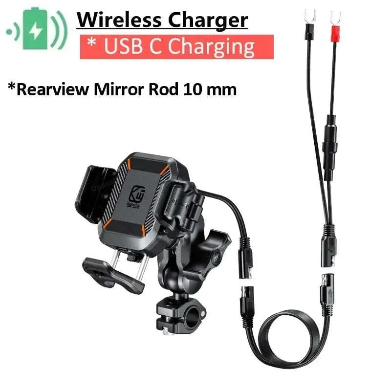 Shockproof Motorcycle Phone Holder with Fast Charging-Mirror Charger