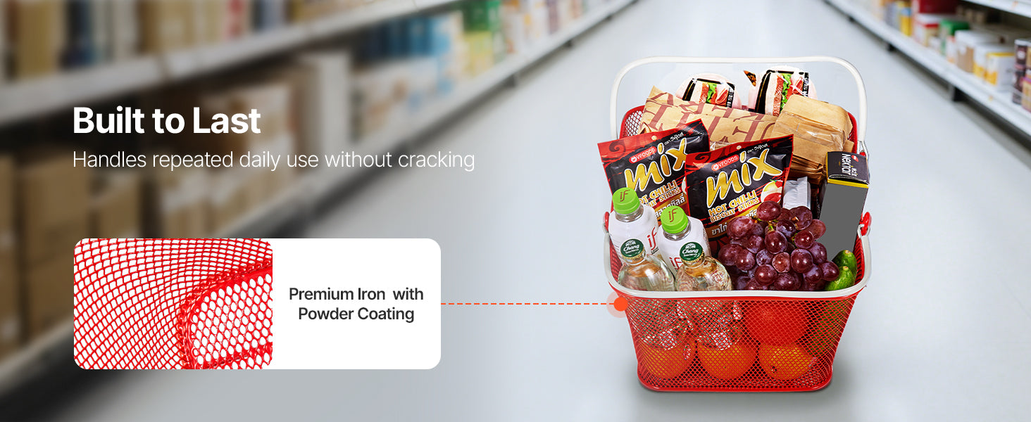 12 Pack 22L Stackable Metal Shopping Baskets with Handles