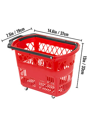 6-Pack Rolling Shopping Baskets with Wheels & Dual Handles
