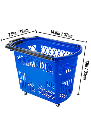 6-Pack Rolling Shopping Baskets with Wheels & Dual Handles