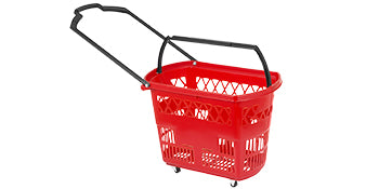 6-Pack Rolling Shopping Baskets with Wheels & Dual Handles