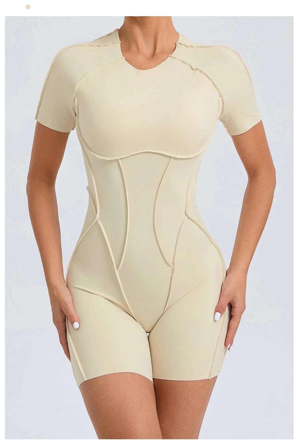 Short Jumpsuit Gym Clothes For Women – Backless Scrunch Fitness Suit-Blue / M