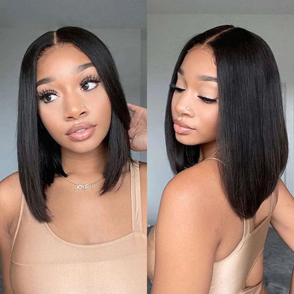 Short Straight Bob Wig Human Hair with Transparent Lace-13x4 Lace Wig / france / 8inches