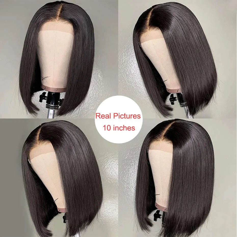 Short Straight Bob Wig Human Hair with Transparent Lace-13x4 Lace Wig / france / 8inches