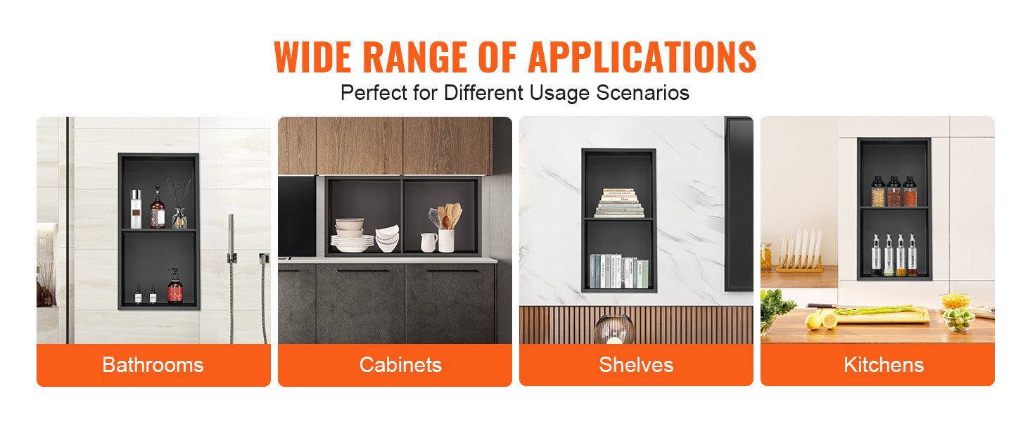 Stainless Steel Shower Niche with Double Shelves