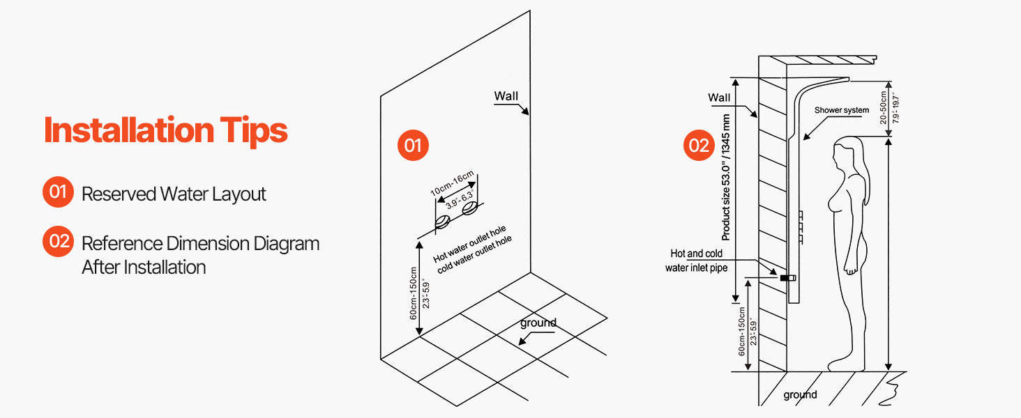 Shower Panel Tower System with Rainfall Waterfall Shower Head and Tub Spout-6Outlet / Poland