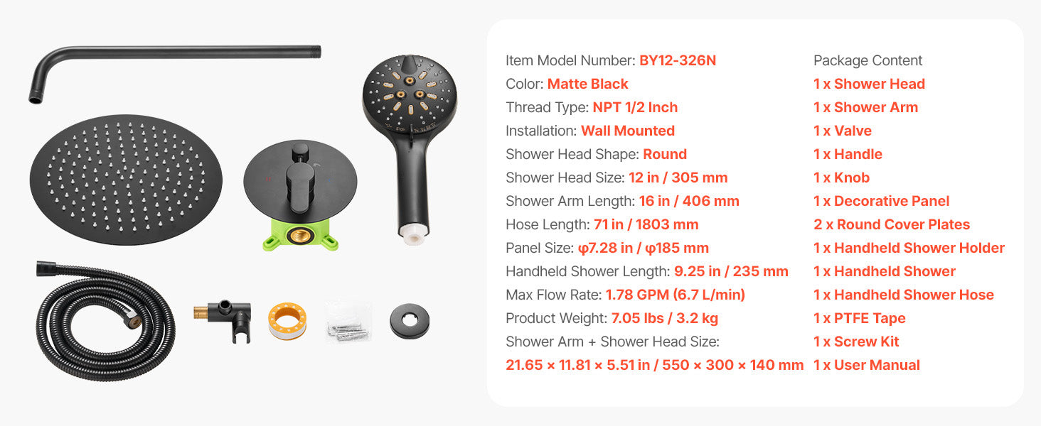 Rainfall Shower System with 10-Inch Head & Handheld Spray Set
