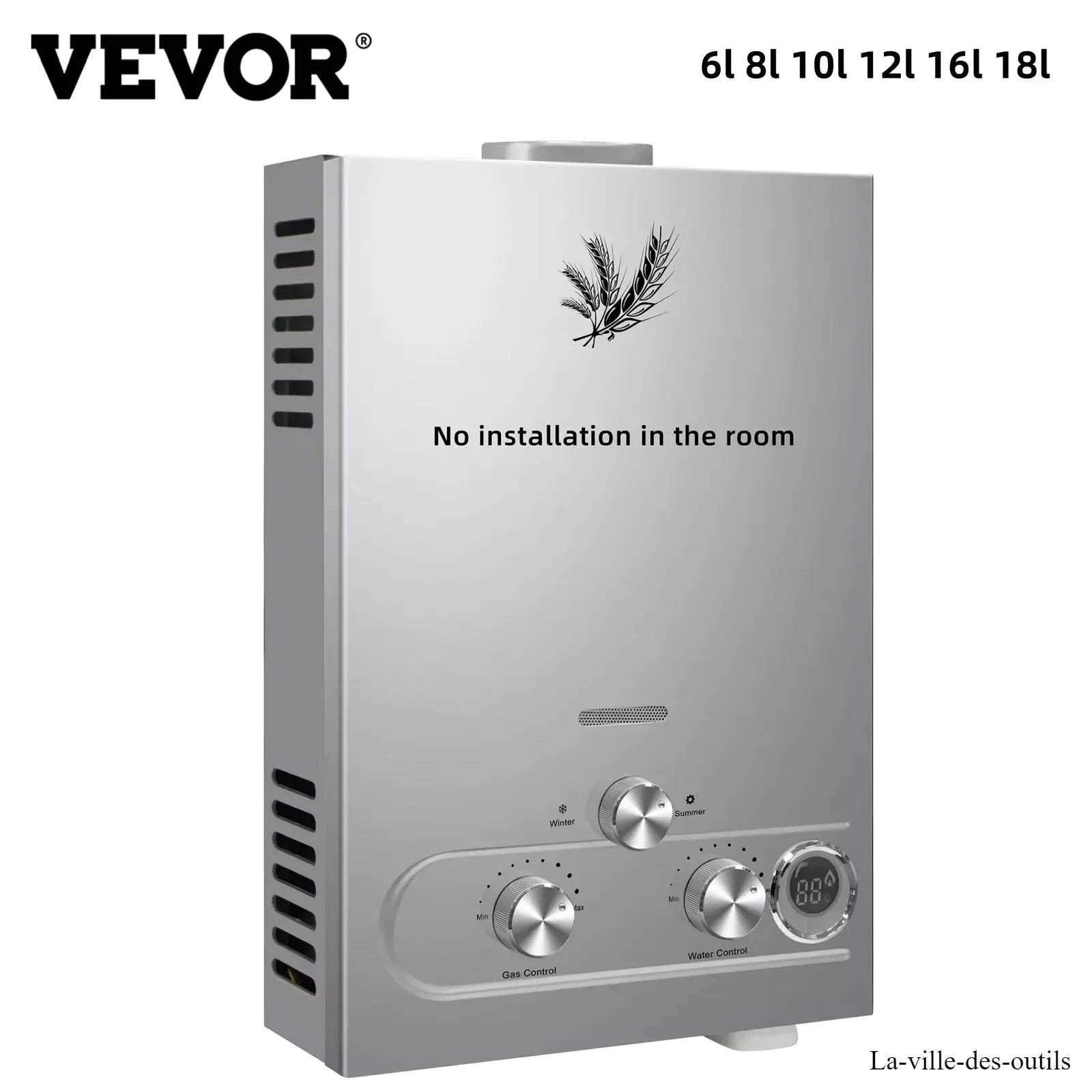 SIHAO LPG Water Heater 6L 8L 10L 12L 16L 18L Gas Water Heater Tankless Stainless Steel Boiler Outdoor Camping Appliance-12KW  6L / United States
