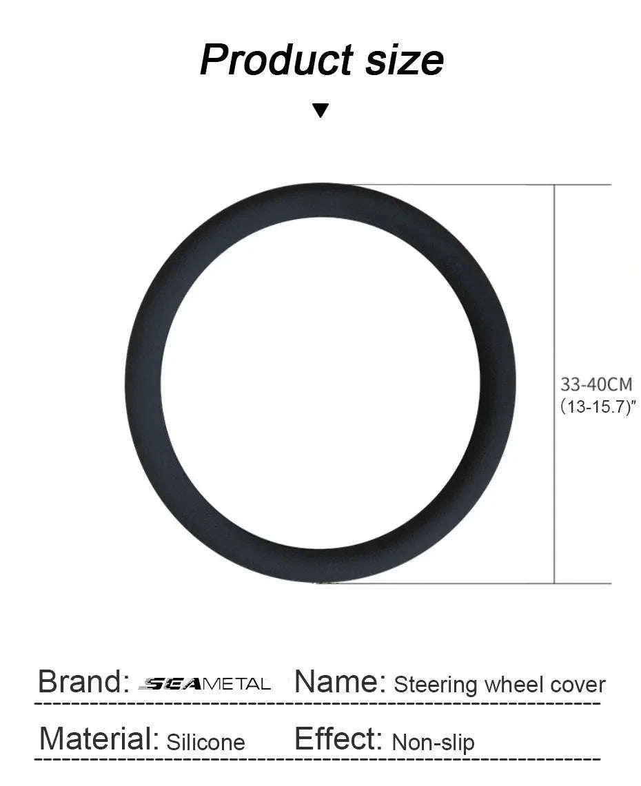 Silica Gel Steering Wheel Cover Universal 33cm-40cm-Black 1pc