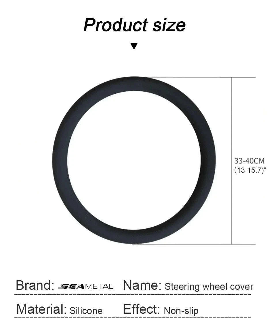 Silica Gel Steering Wheel Cover Universal 33cm-40cm-Black 1pc