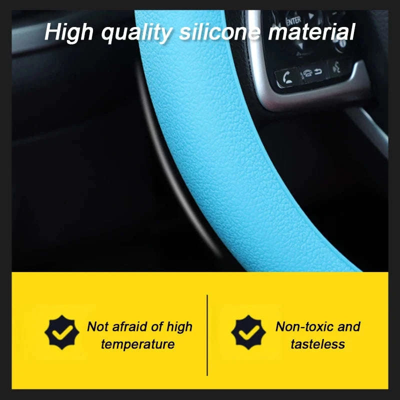 Silica Gel Steering Wheel Cover Universal 33cm-40cm-Black 1pc