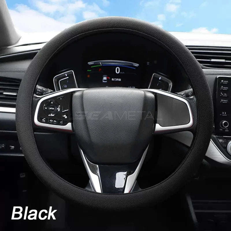 Silica Gel Steering Wheel Cover Universal 33cm-40cm-Black 1pc