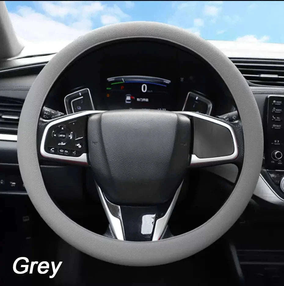 Silica Gel Steering Wheel Cover Universal 33cm-40cm-Black 1pc