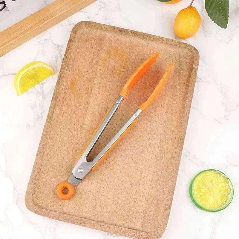 Silicone BBQ Grilling Tongs with Non-Stick Tips-Lake blue