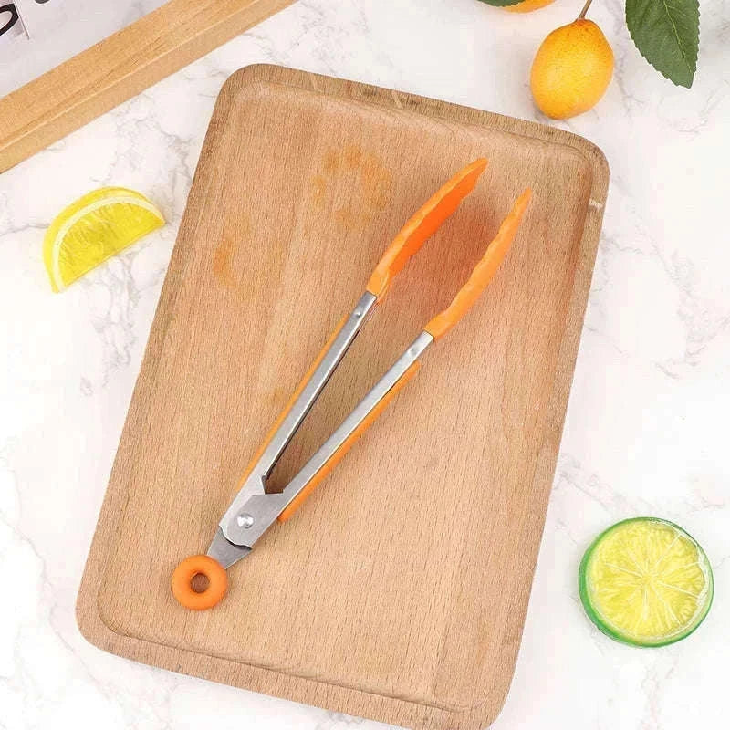 Silicone BBQ Grilling Tongs with Non-Stick Tips-Lake blue
