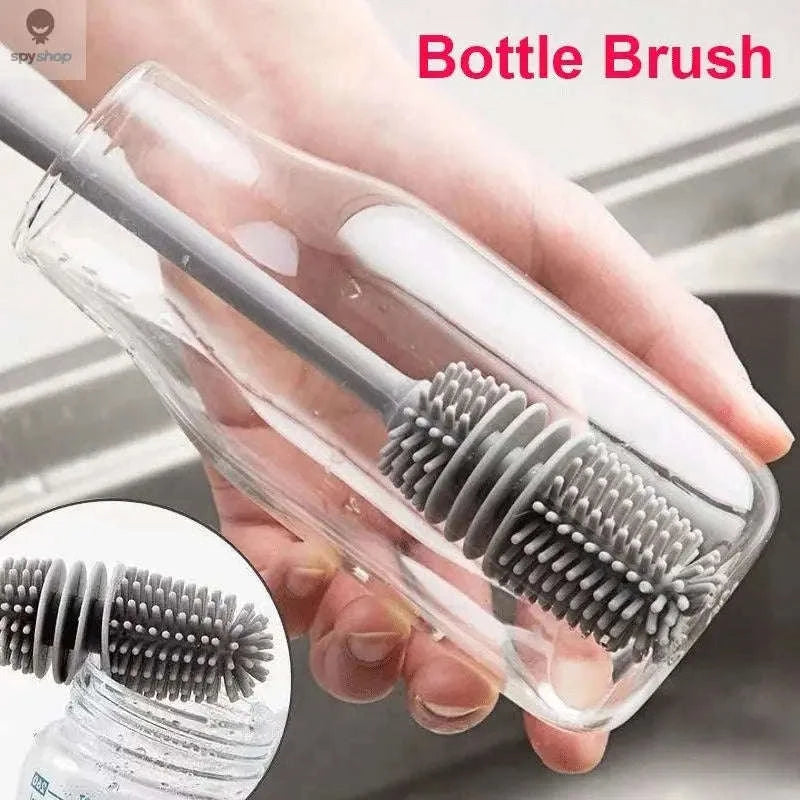 Silicone Bottle Cleaning Brush – Flexible, Hygienic, Easy-Reach Design-Grey