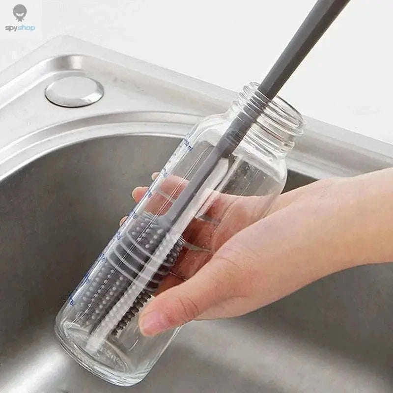 Silicone Bottle Cleaning Brush – Flexible, Hygienic, Easy-Reach Design-Grey