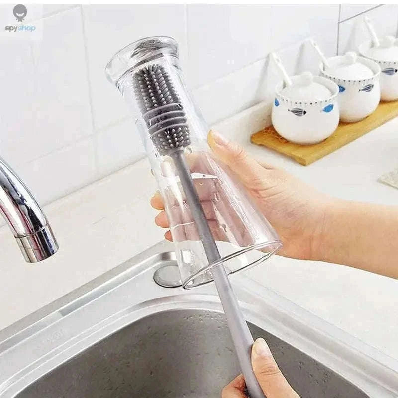 Silicone Bottle Cleaning Brush for Deep, Easy Drinkware Cleaning-Grey