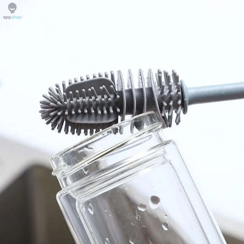Silicone Bottle Cleaning Brush for Deep, Easy Drinkware Cleaning-Grey