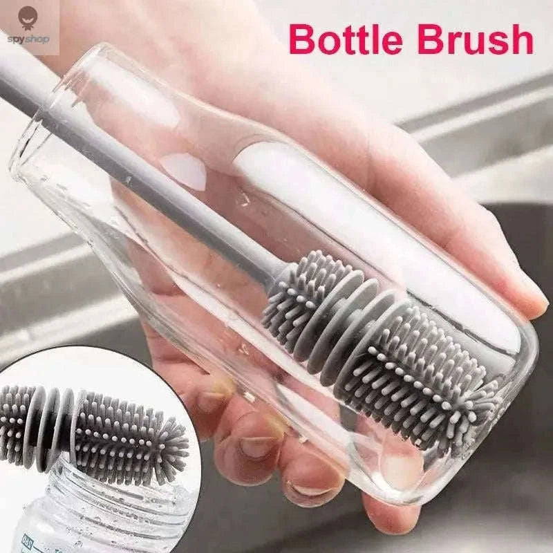 Silicone Bottle Cleaning Brush for Deep, Easy Drinkware Cleaning-Grey