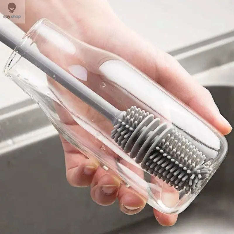 Silicone Bottle Cleaning Brush for Deep, Easy Drinkware Cleaning-Grey
