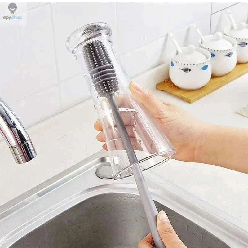 Silicone Bottle Cleaning Brush for Deep, Easy Drinkware Cleaning-Grey