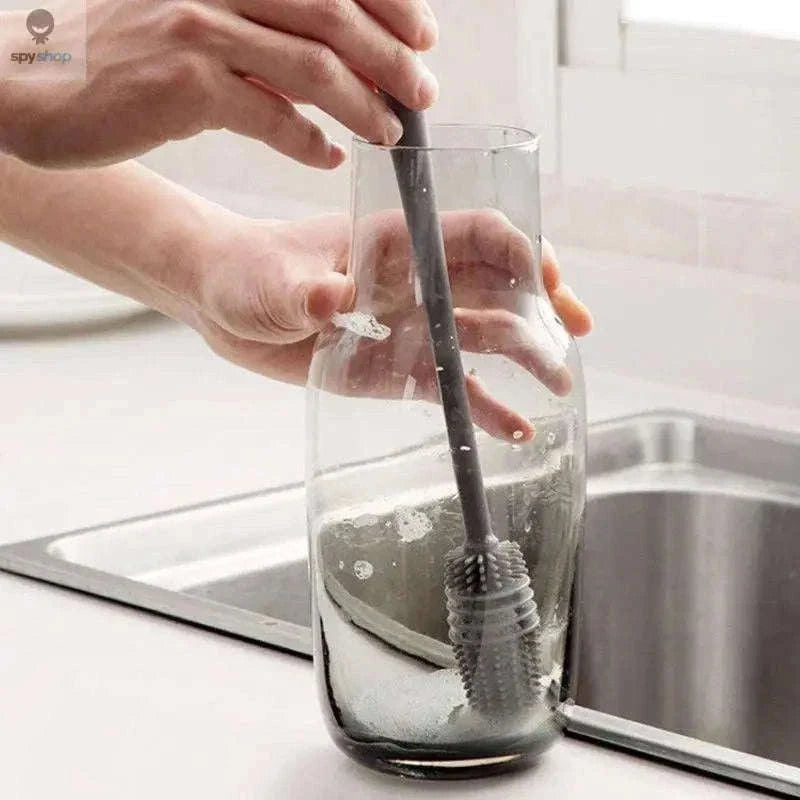 Silicone Bottle Cleaning Brush for Deep, Easy Drinkware Cleaning-Grey