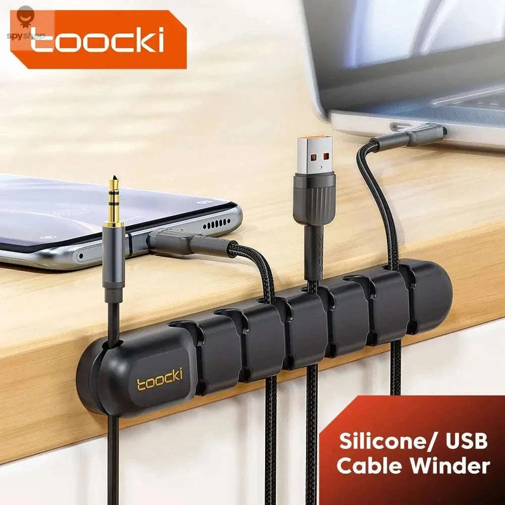 Silicone Cable Organizer for Desk, Home, and Charging Cords-7 Clips White