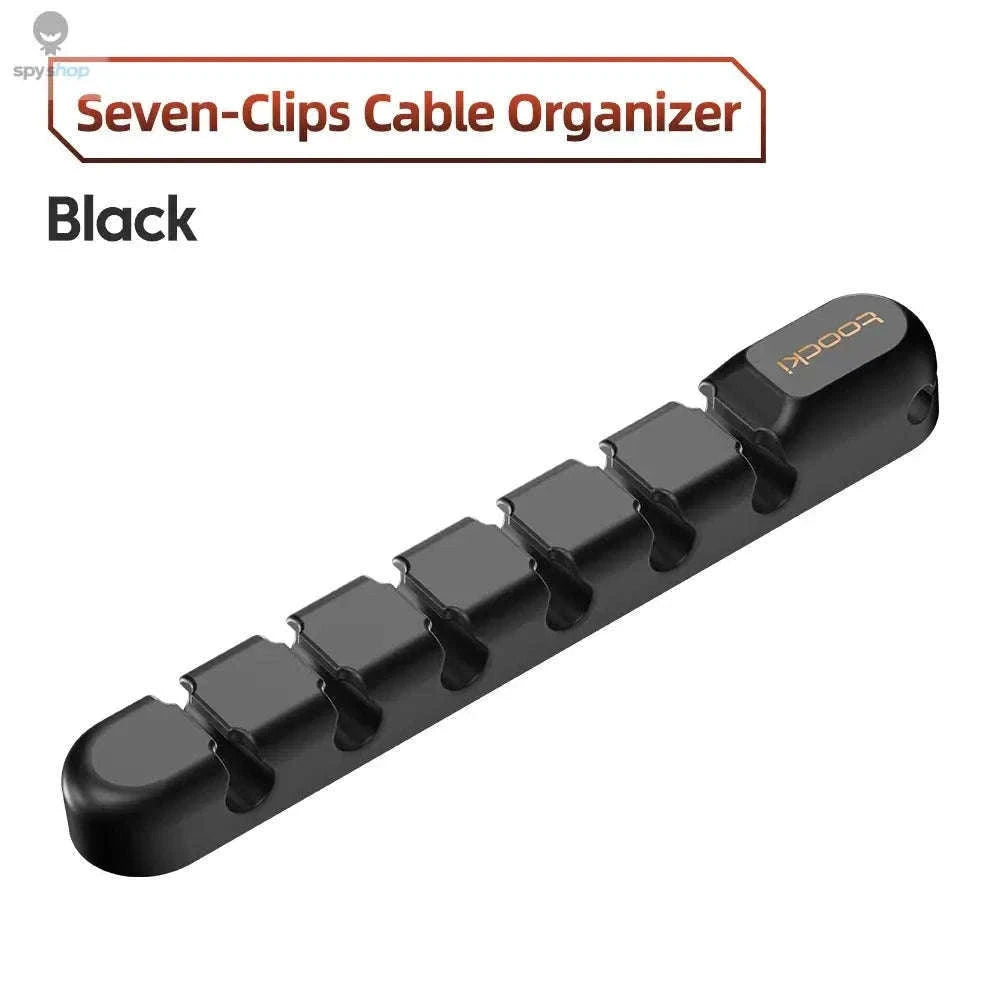 Silicone Cable Organizer for Desk, Home, and Charging Cords-7 Clips White