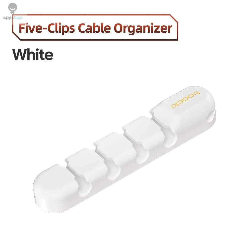 Silicone Cable Organizer for Desk, Home, and Charging Cords-7 Clips White