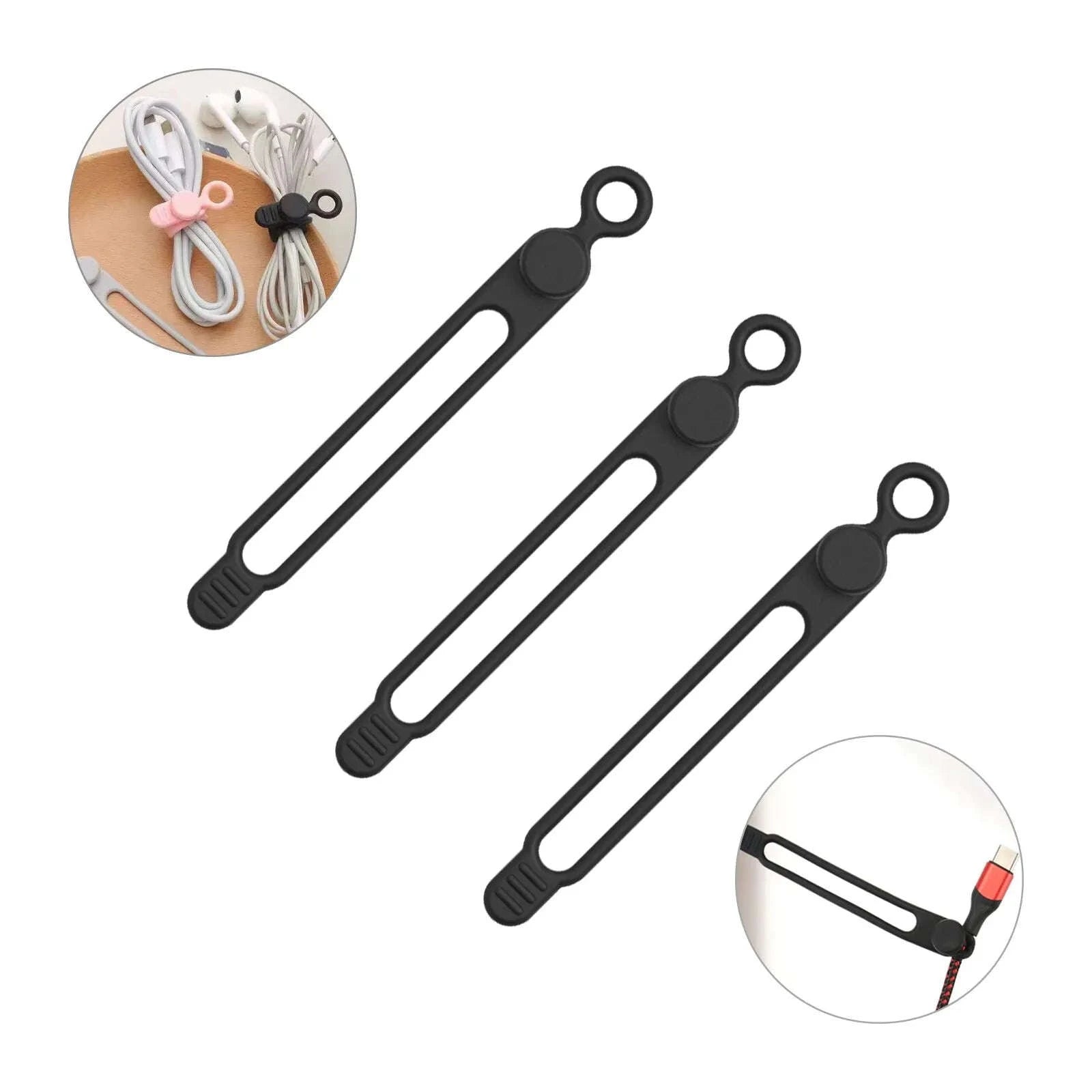 Silicone Cable Ties – Cord Organizer-Pink 10pcs