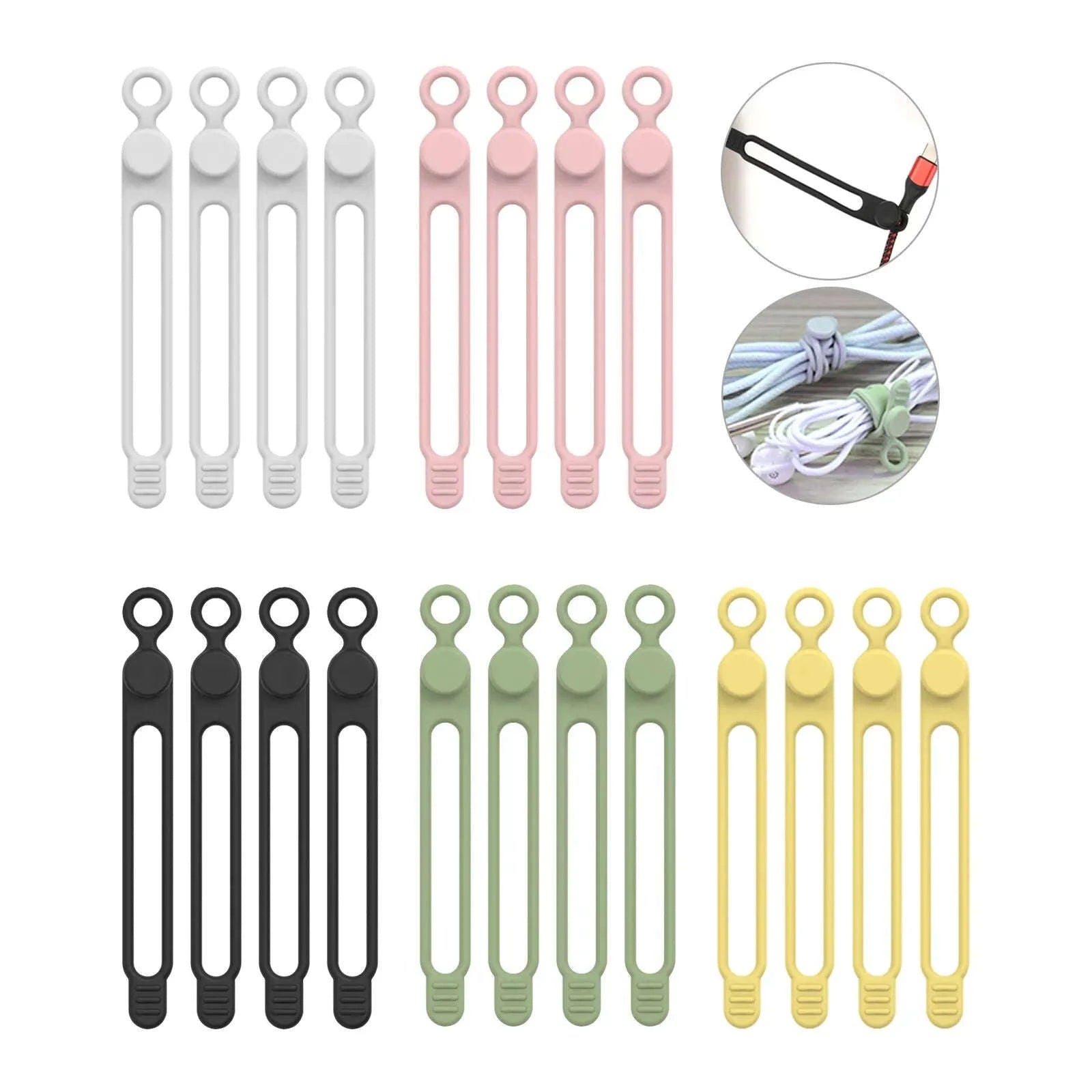 Silicone Cable Ties – Cord Organizer-Pink 10pcs