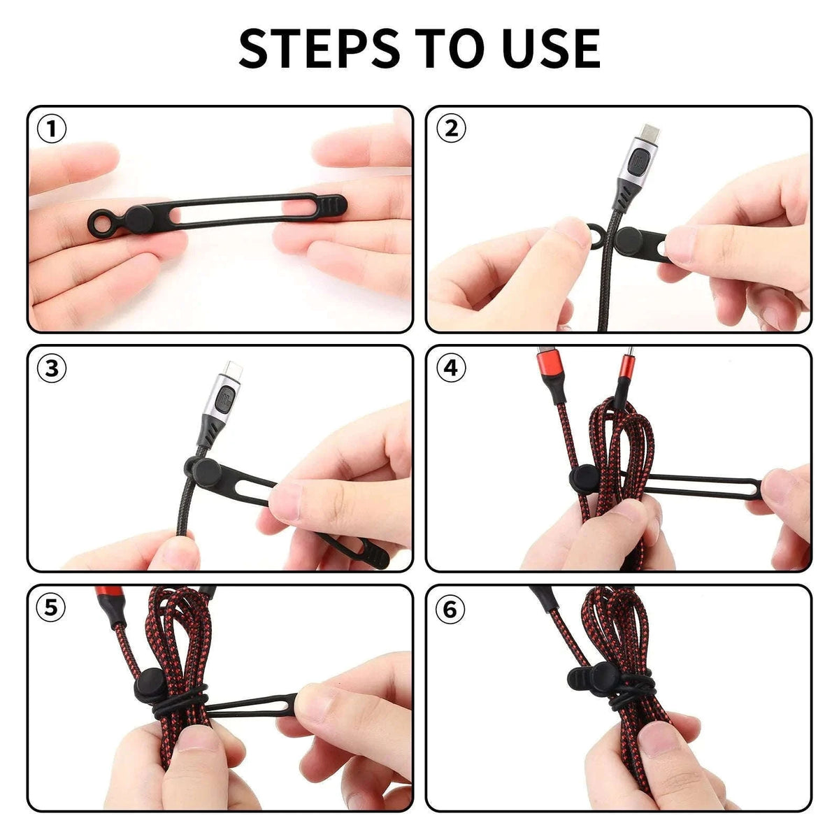 Silicone Cable Ties for Neat Cord Organization-Pink 10pcs