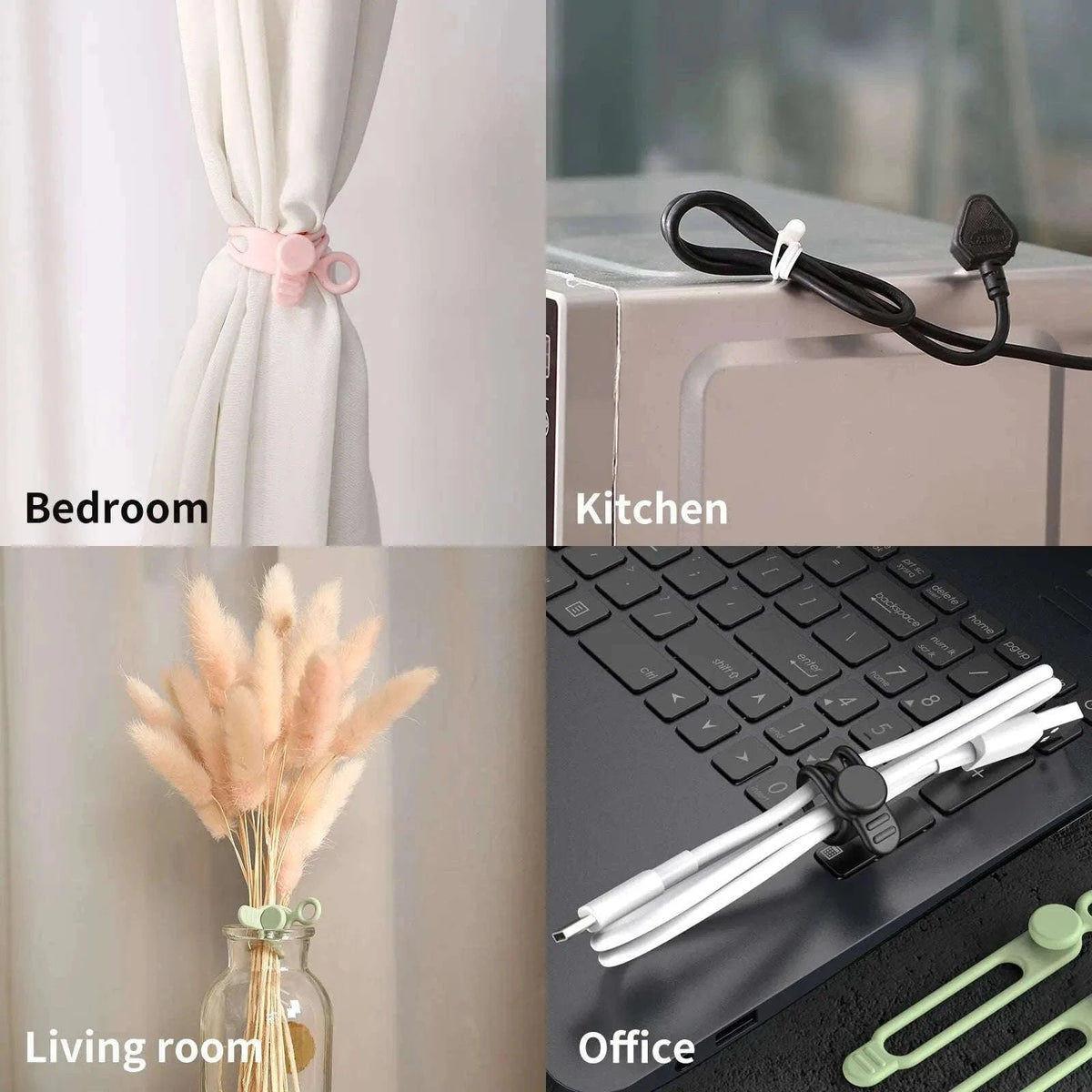 Silicone Cable Ties for Neat Cord Organization-Pink 10pcs