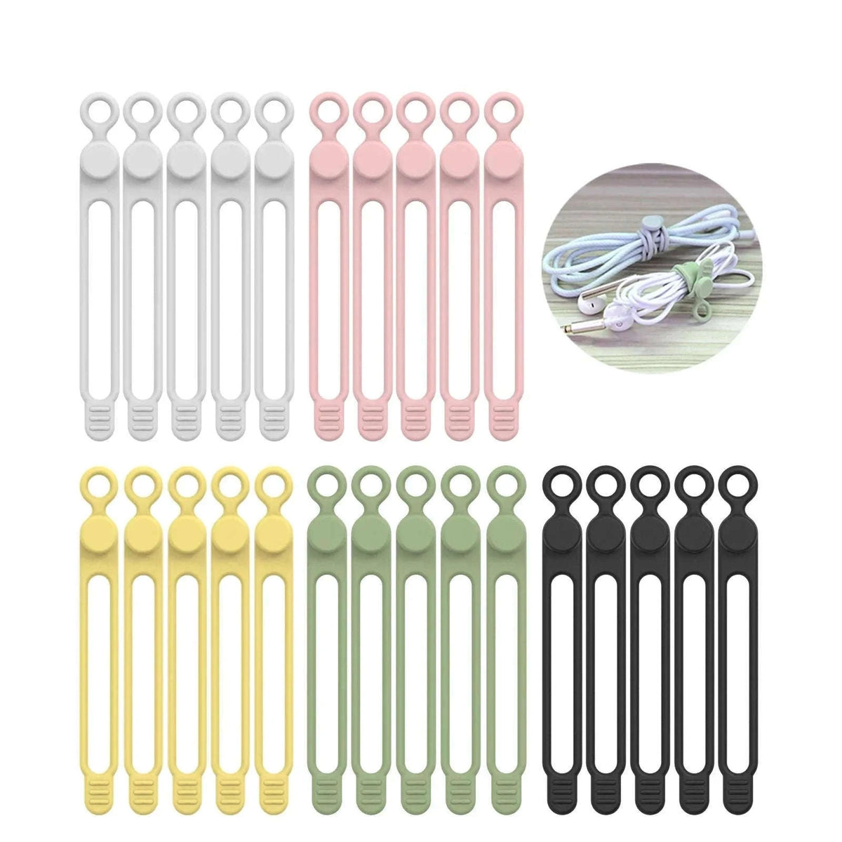 Silicone Cable Ties for Neat Cord Organization-Pink 10pcs