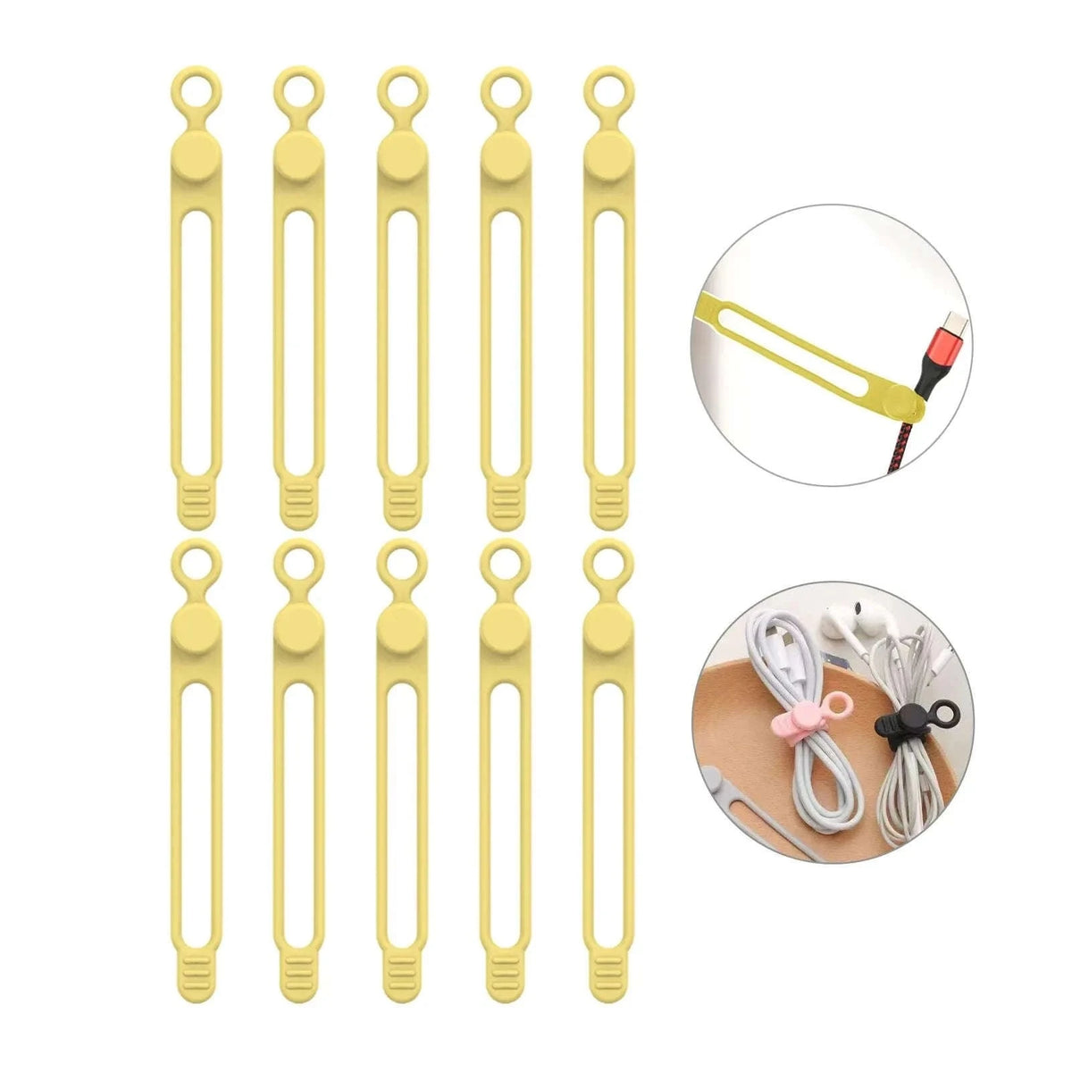 Silicone Cable Ties for Neat Cord Organization-Pink 10pcs