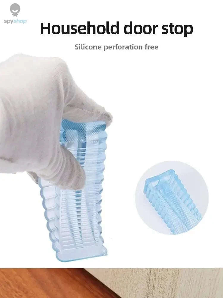 Silicone Door Stop Wedge Safety Stopper – Quiet, Non‑Slip Protection for Any Room-Transparent G826A