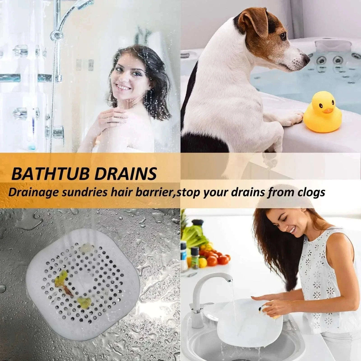 Silicone Drain Hair Catcher for Cleaner, Faster Draining-1pc-white
