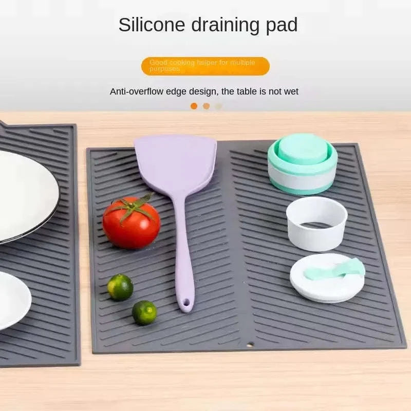 Silicone Drain Pad Drying Mat-Gray / Large 51x41cm