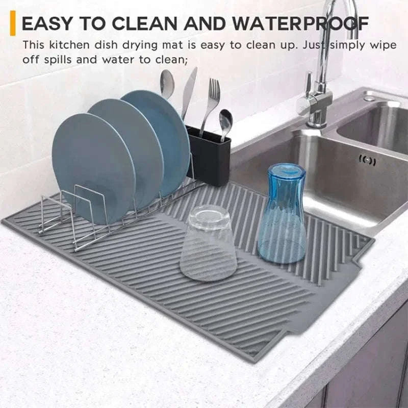 Silicone Drain Pad Drying Mat-Gray / Large 51x41cm