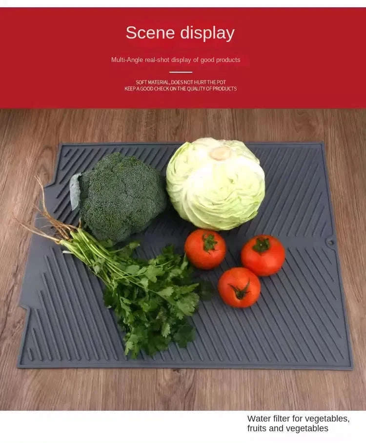 Silicone Drain Pad Drying Mat-Gray / Large 51x41cm