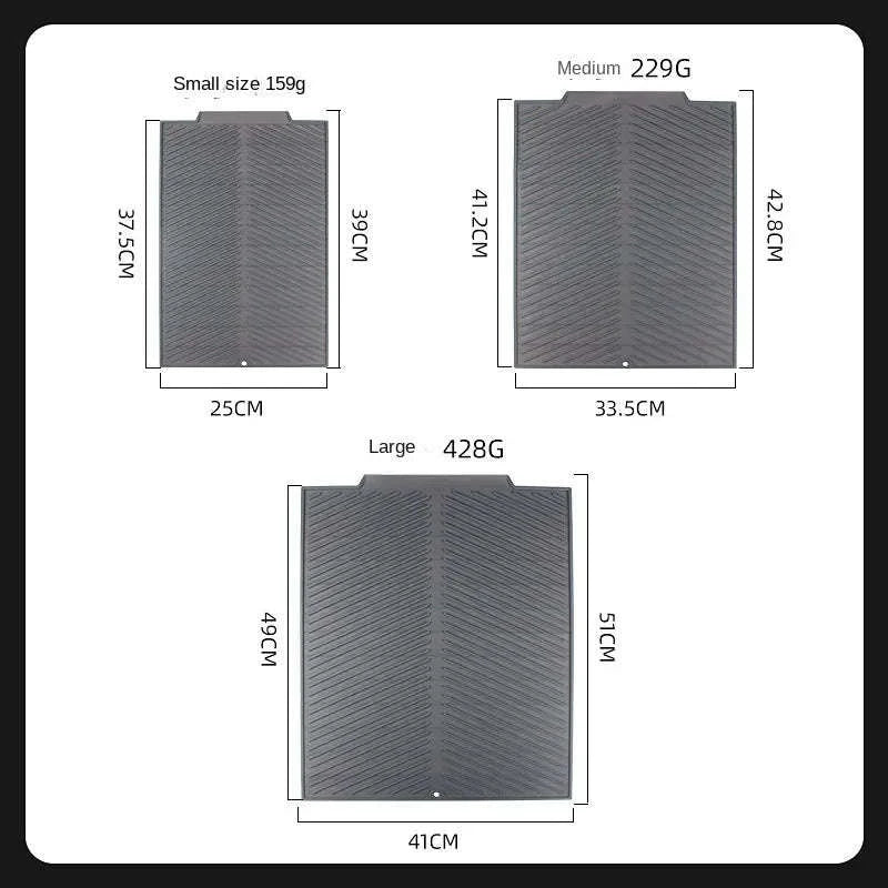 Silicone Drain Pad Drying Mat-Gray / Large 51x41cm