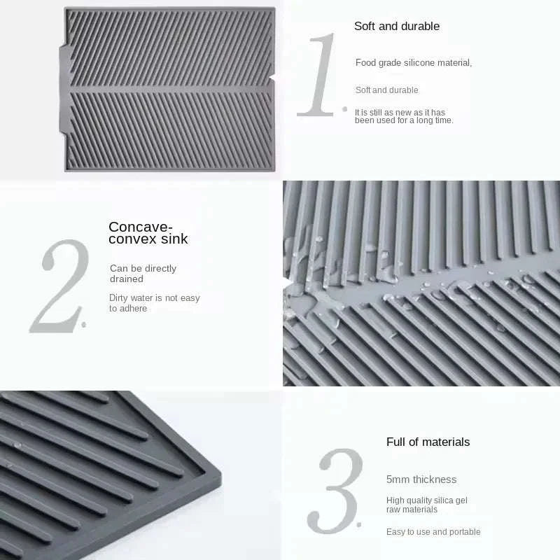 Silicone Drain Pad Drying Mat-Gray / Large 51x41cm