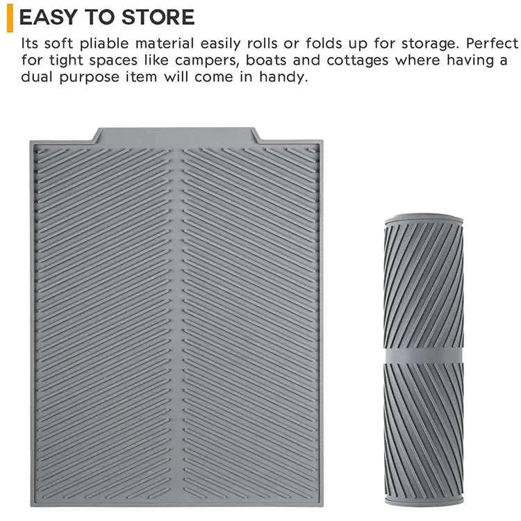 Silicone Drain Pad Drying Mat-Gray / Large 51x41cm